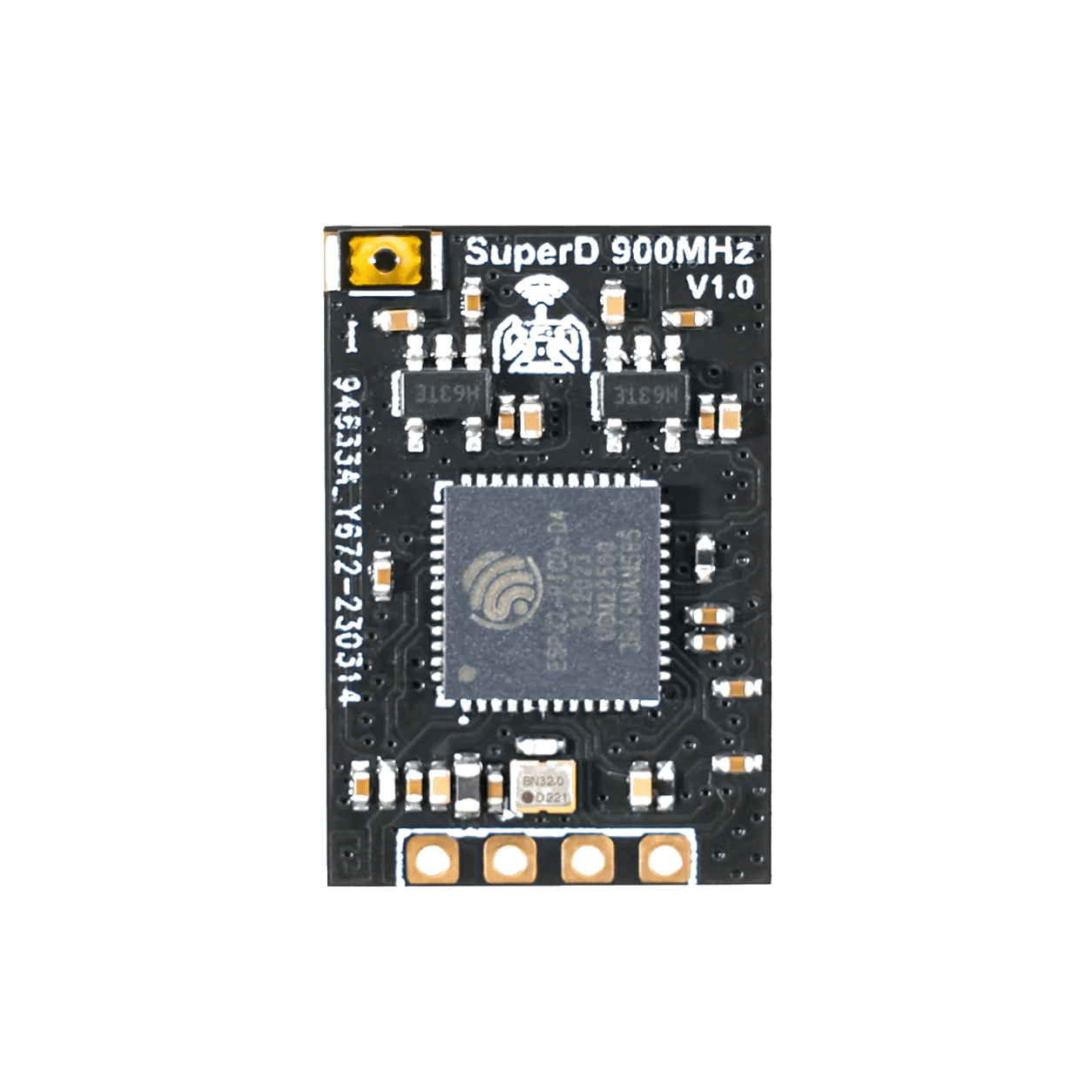 透明背景的 SuperD 900MHz V1.0 接收机电路板